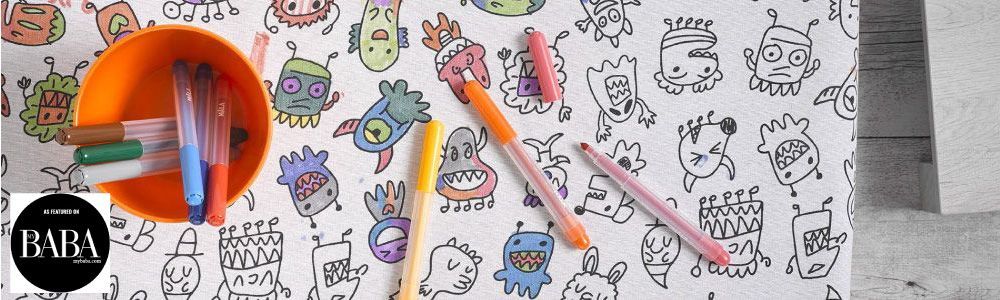 Custom Size Doodle Tablecloths - Custom Size Washable Doodle tablecloths in a choice of 5 designs and various sizes Individual images are small enough to allow quick completion which helps maintain interest.  See separate listings for our range of standard sizes.