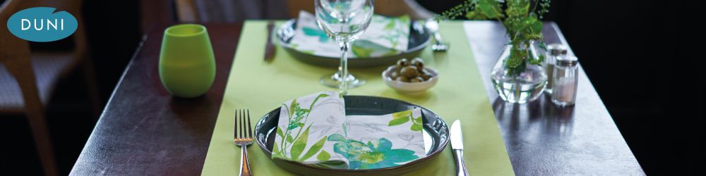 Dunicel® Tete-a-tete Design - Dunicel® Tete-a-Tete Design. The 24m roll length is perforated every 120cm. Use as a long table runner or pull off sections and use Tete-a-tete style (head to head across the table).  Order by 12pm for same-day despatch, Monday to Friday. Use the Filter & Sort button to refine your search.