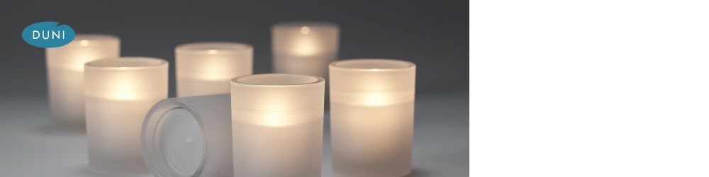 Duni Switch & Shine - Switch & Shine is a flexible, larger tealight concept for use on any occasion, Swith & Shine Refills are a convenient, cost-efficient lighting solution. With a long burn time of up to 30 hours, they come in a non-leak cup made from recycled material.  From £2.50 exc vat each candle