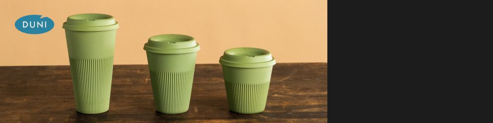 Reusable Hot Cups - Reusable Hot Cups from Duni made from sturdy polypropylene. Reusable hot cups come in three sleek sizes and are safe for use in microwaves and dishwashers. Top off the cup with the matching lid for a pleasant, leak-proof takeaway experience.