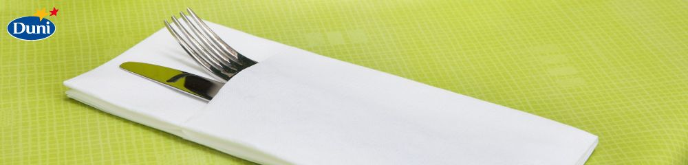 Duniletto® Napkins - Duni Duniletto® is a cutlery napkin pocket; it is a large napkin, folded to create a cutlery pocket. Duniletto® is made from Dunilin® material and Duniletto® Slim is made from Dunisoft® material.