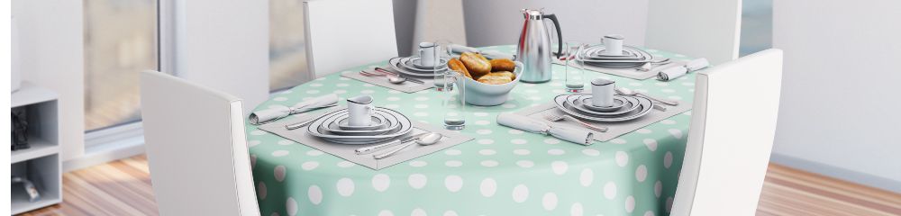 Essential PVC Tablecloths - Essential PVC Tablecloths, available in a wide range of popular printed designs. Improve the appearance of your pvc tablecloths with the addition of a bias binding edge finish.