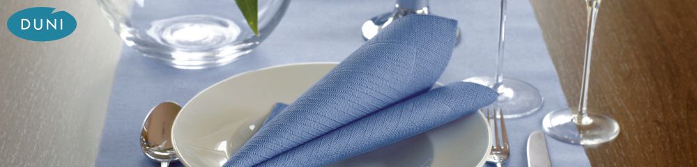 Duni 4ply Tissue Napkins - Duni 4-ply tissue napkins benefit from an all-over embossed structure, creating a premium look and feel. Available in a wide range of plain colours and printed designs. Order 4ply Napkins by 12pm for same day despatch, Monday to Friday.