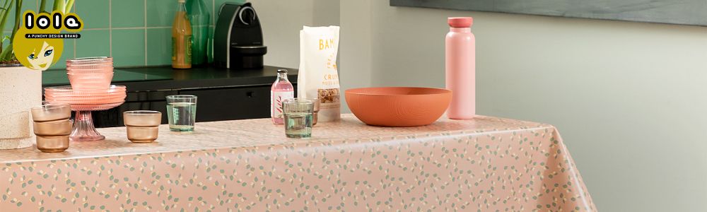 Lola PVC Tablecloths - Lola PVC Tablecloths. New for summer 2026. Contemporary and fresh designs; durable, affordable and environmentally friendly. European produced, wipeclean, easycare vinyl PVC tablecovers, any shape, any size with optional parasole holes.  Please contact us for trade enquiries.