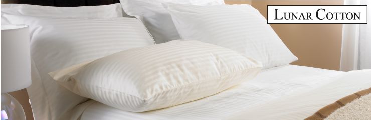 Ivory Cotton Pillow Cases - Superior quality Ivory Cotton bed linen from Lunar Cotton. Cotton Sateen. Housewife and Oxford style pillow cases in standard and king sizes.  30% OFF IVORY BED LINEN T400 PILLOW CASES