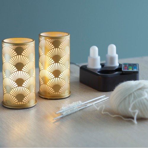 Duni Peacock Gold Candle Holder Shown With LED