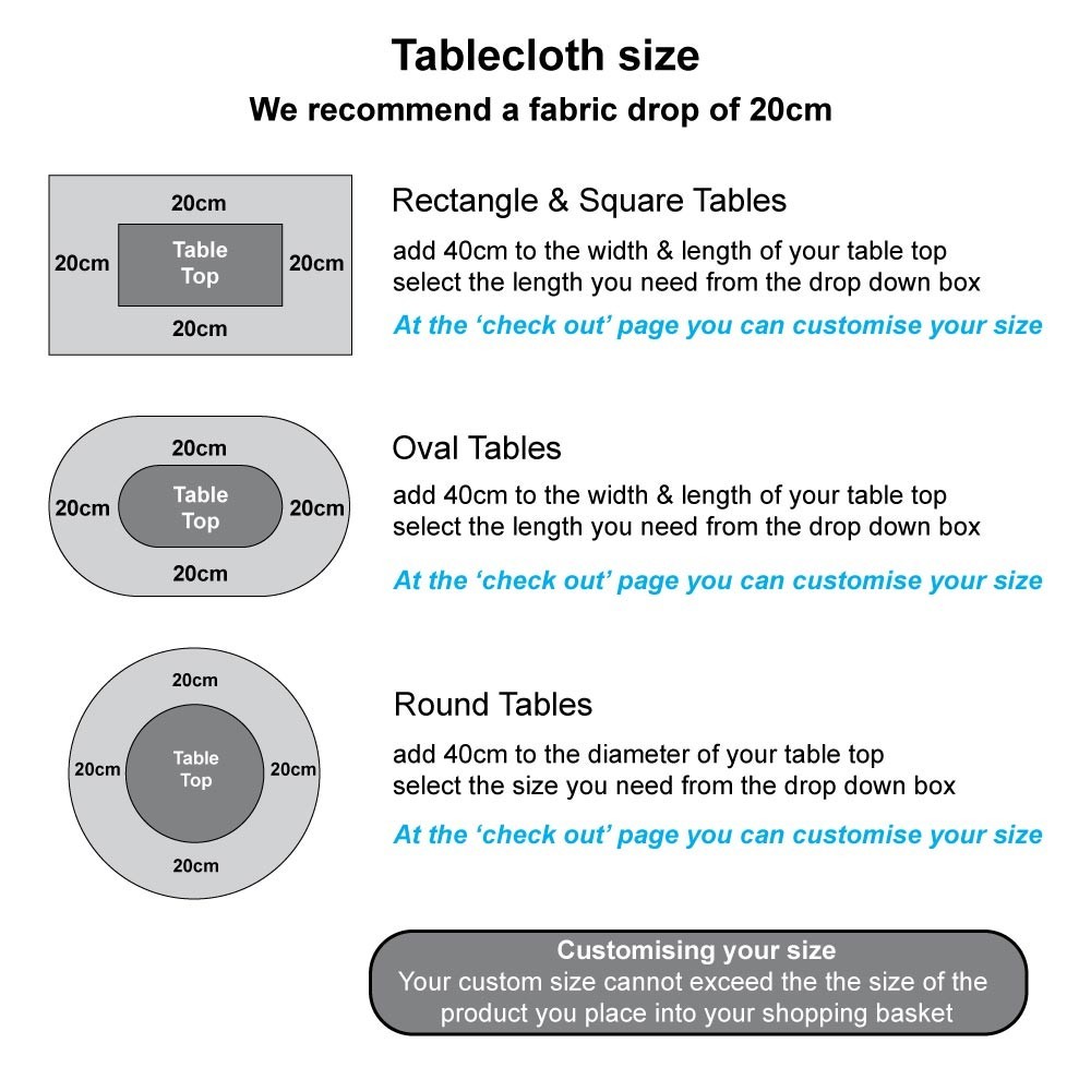 How to work out your tablecloth size