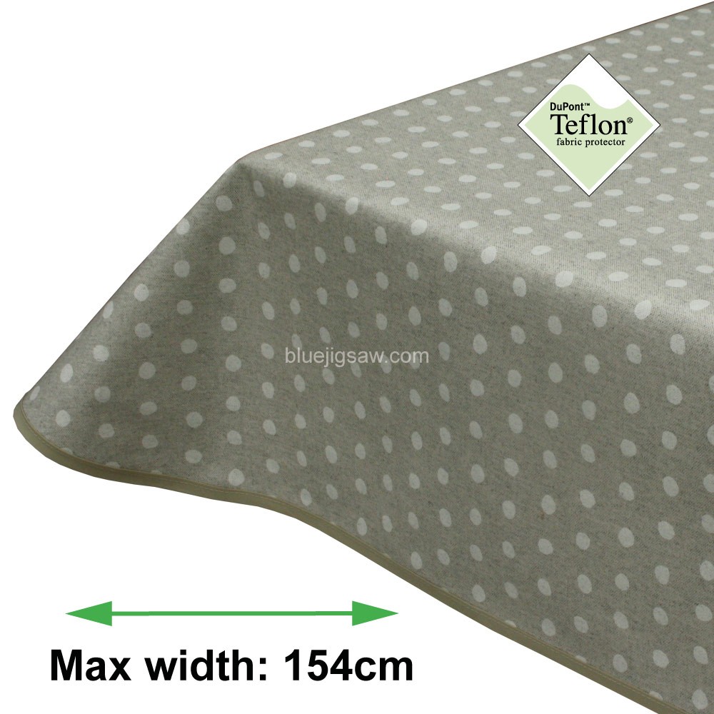 Polka Dot White Acrylic Coated Tablecloth with Teflon