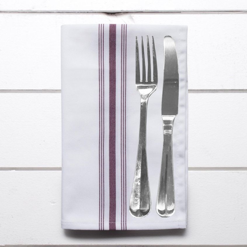 Bistro Napkin with Burgundy Stripe