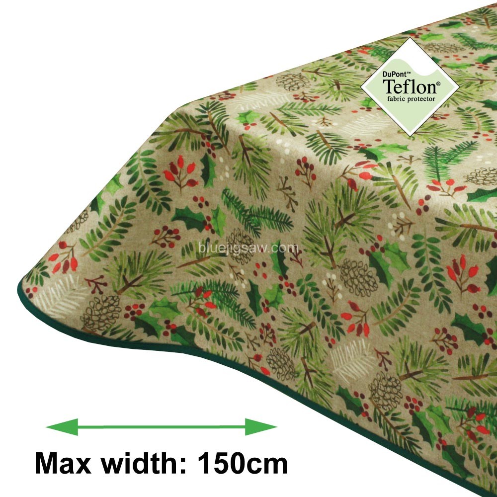 Holly Christmas Acrylic Coated Tablecloth