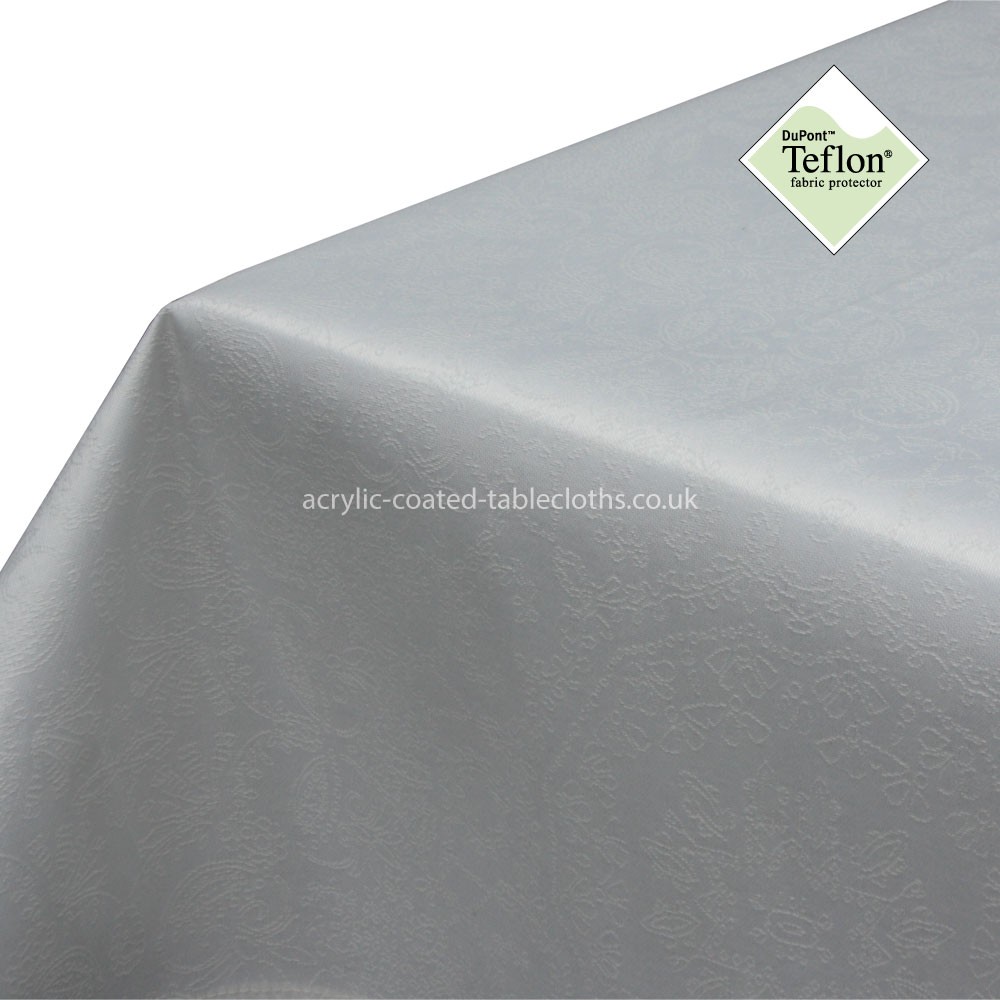 Vienna White Acrylic Coated Tablecloth Close Up