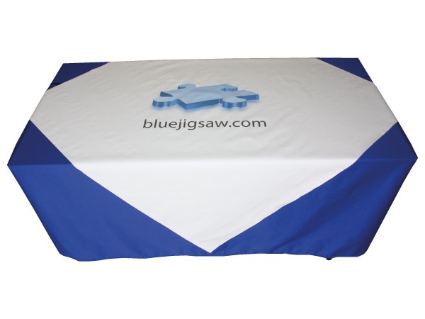 118cm x 118cm custom printed paper tablecover with single logo