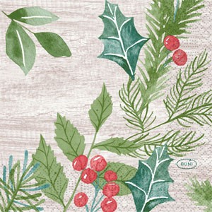 Duni Christmas Winter Greenery Tissue Napkin 3ply 24cm