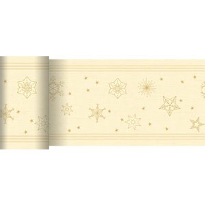 Duni Christmas Star Shine Cream Dunicel® Table Runner, 15cm x 20m