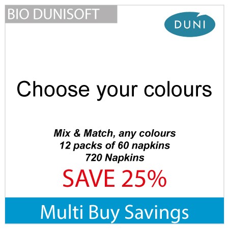 Bio Dunisoft® 40cm Napkins, Mix 'n' Match, 12 x Packs Of 60