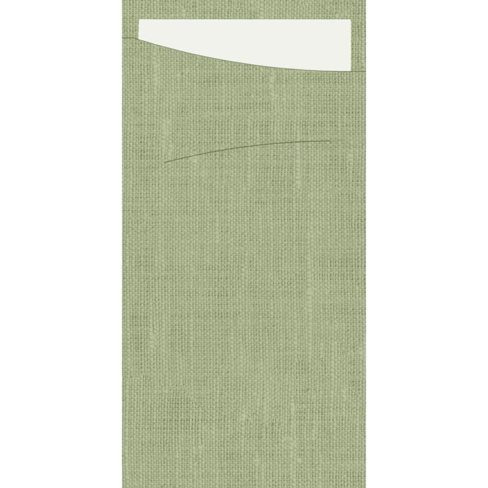 Duni Sacchetto® Dunisoft® Pistachio Green, White Napkin