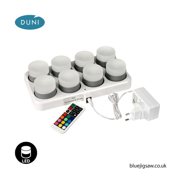 Duni LED Mini Lamp Set, Rechargeable, Multicoloured, 8 pieces