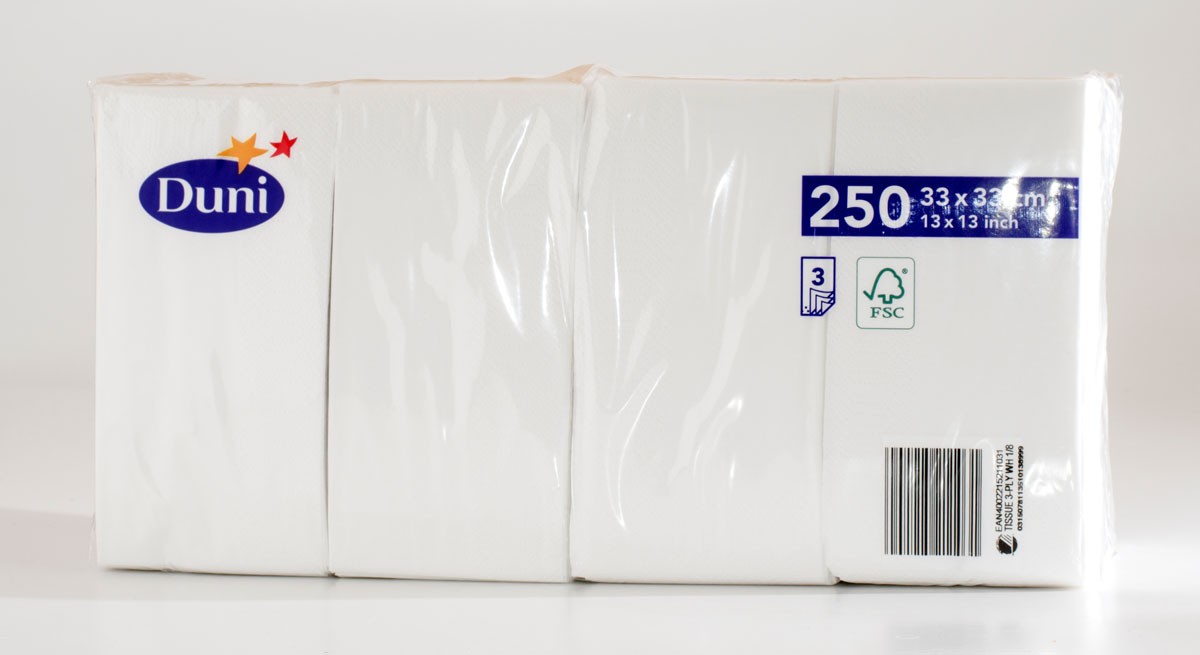 Duni Book Folded White 3ply 33cm Napkins