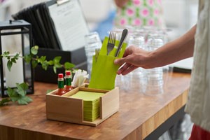 Duni Bamboo Dispenser / Cutlery Box 18x18cm
