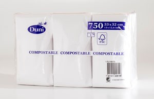 Duni Tissue Napkin For Dispenser, 1ply 33x32cm, White