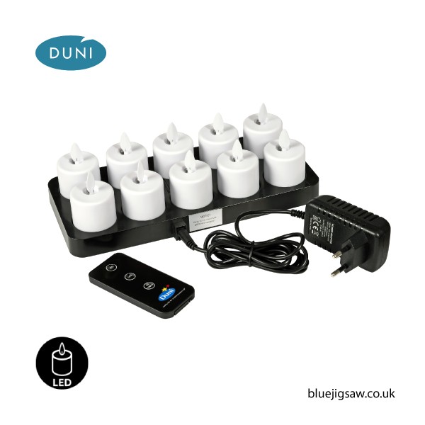 Duni 10 Piece LED Set Moving Flame, Rechargeable Candles, Warm White