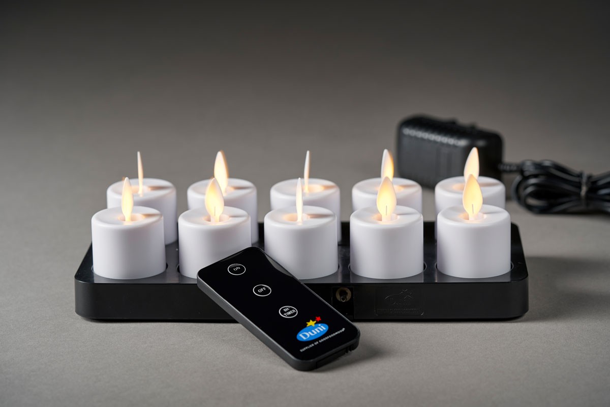 Duni 10 Piece LED Set Moving Flame, Rechargeable Candles, Warm White