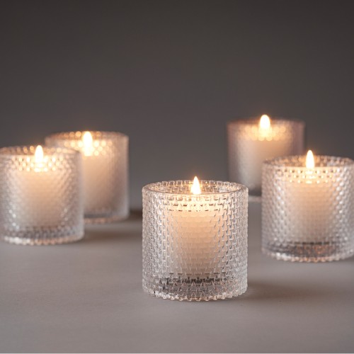 Calm Clear Candle Holders used with Swithc & Shine candle glasses
