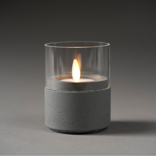 Neat Dark Grey Candle Holder with Moving Flame LED Candle