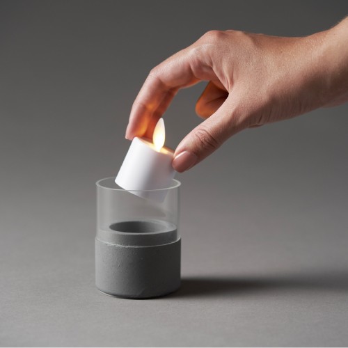 Neat Dark Grey Candle Holder with Moving Flame LED Candle