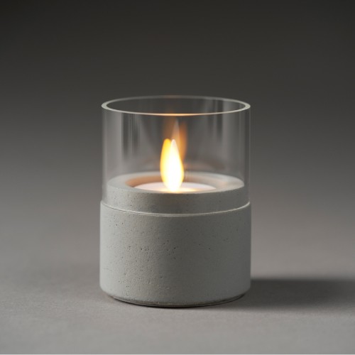 Neat Grey Candle Holder with Moving Flame LED Candle