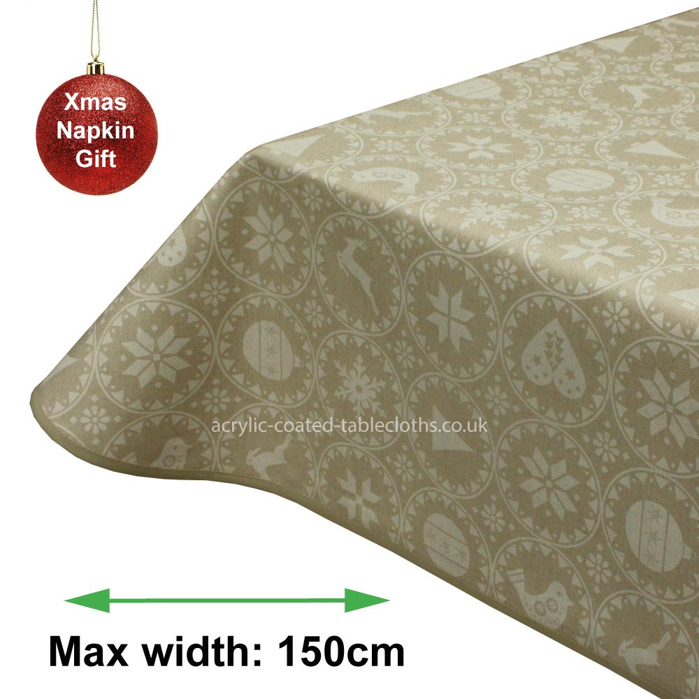 Festive Circles Christmas Acrylic Coated Tablecloth with Teflon