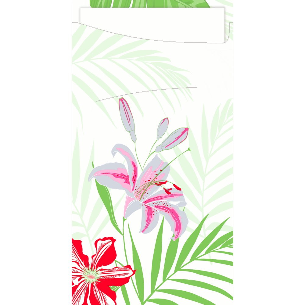 Duni Tropical Lily Sacchetto Bio Dunisoft®, White Napkin