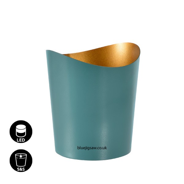 Duni Ripple Candle Holder, Ocean Teal, 80mm x Ø70mm
