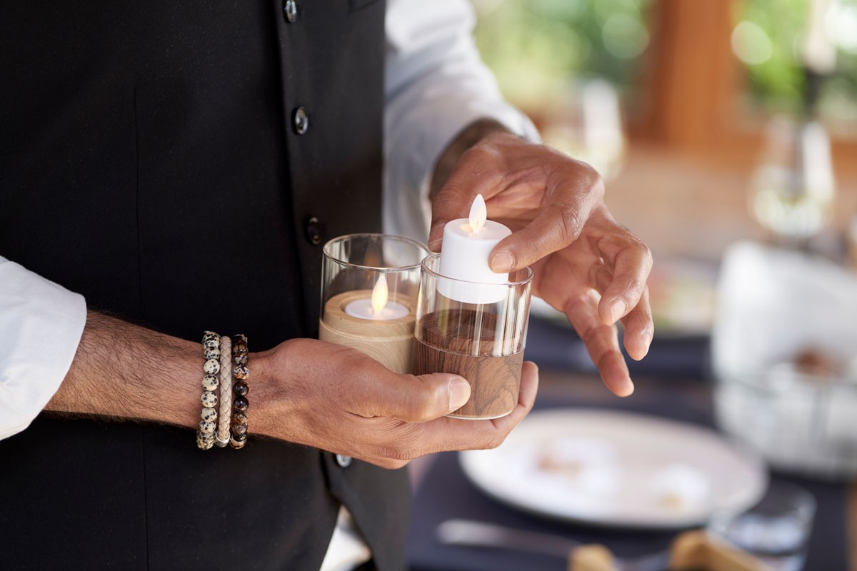 Neat Natural & Walnut Candle Holder