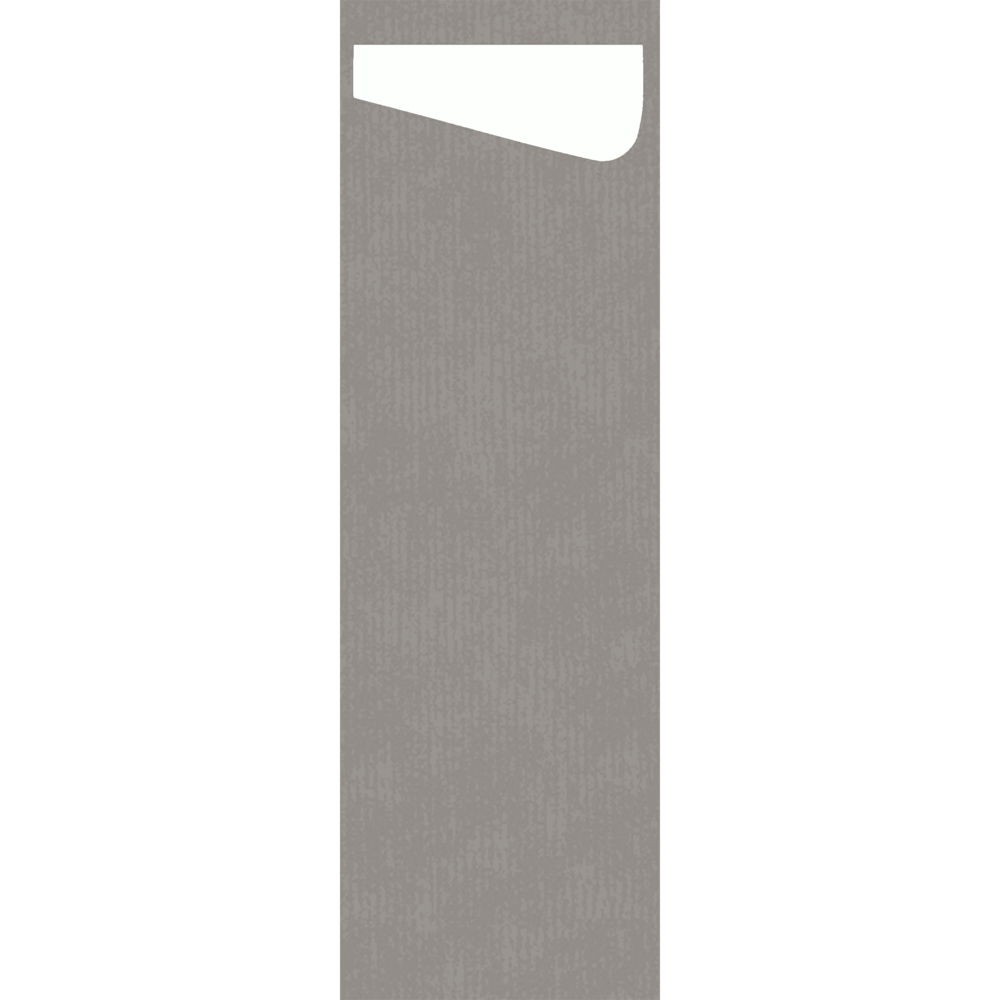 Duni Sacchetto® Slim Dunisoft® Granite Grey, White Napkin