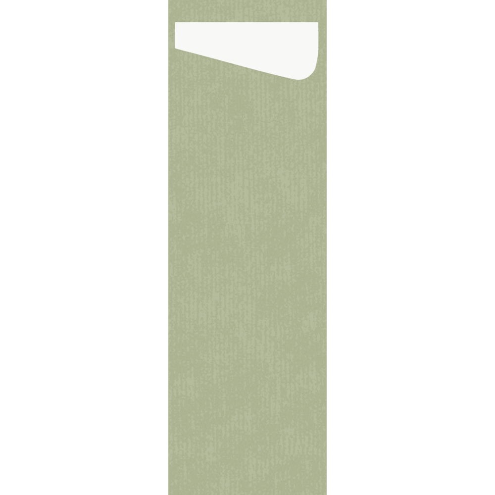 Duni Sacchetto® Slim Dunisoft® Pistachio Green, White Napkin