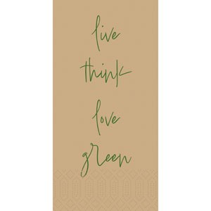 Duni 3ply 40cm Tissue Napkins Love Green Natural Bookfold