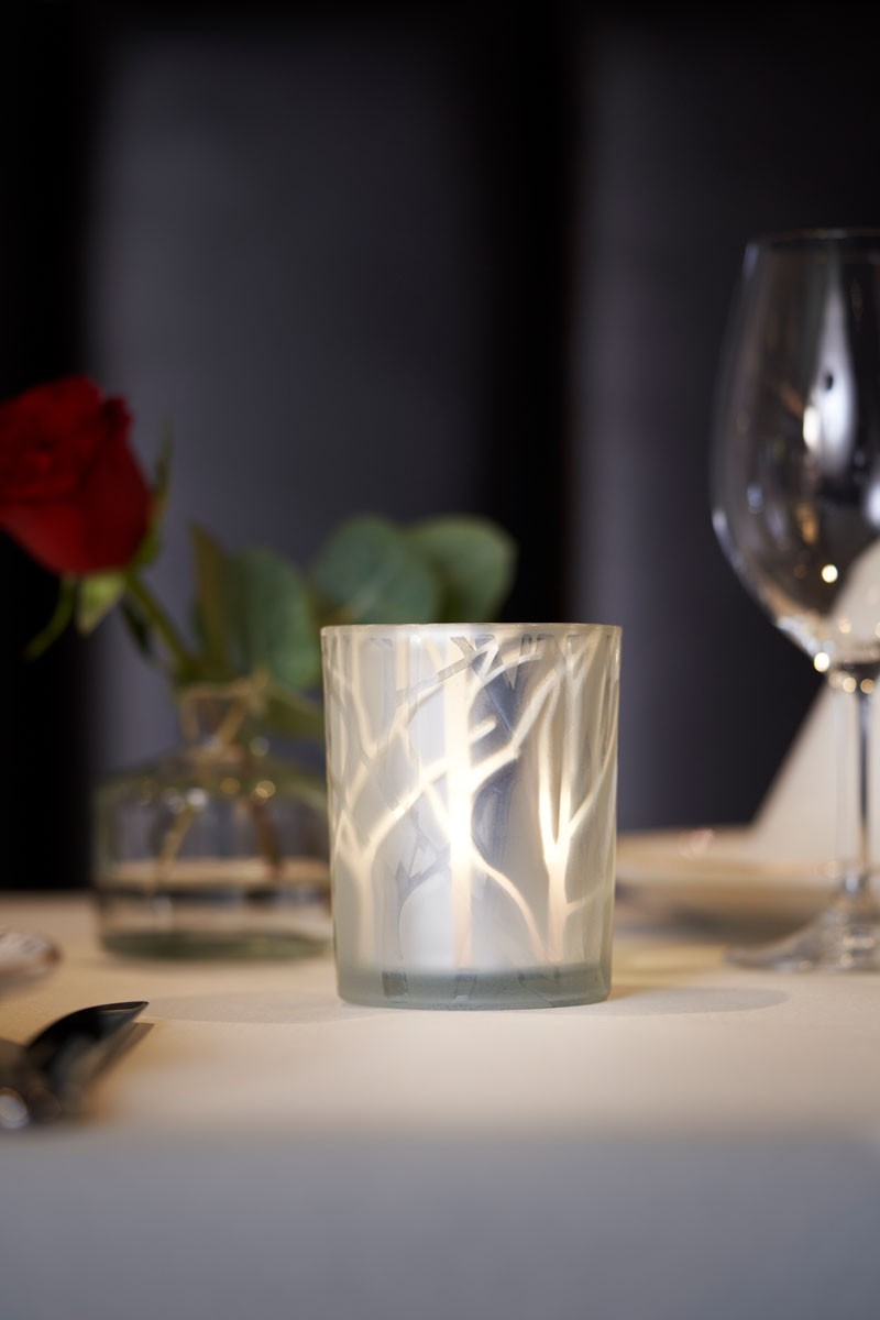 Shimmer Frosted Candle Holder in White from Duni