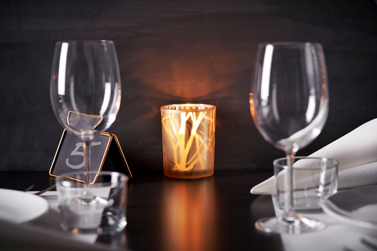 Shimmer Frosted Candle Holder in Sand from Duni