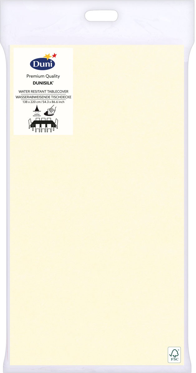 Cream Dunisilk® Tablecover 138cm x 220cm Packaged