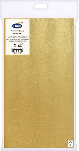 Gold Dunisilk® Tablecover 138cm x 220cm Packaged