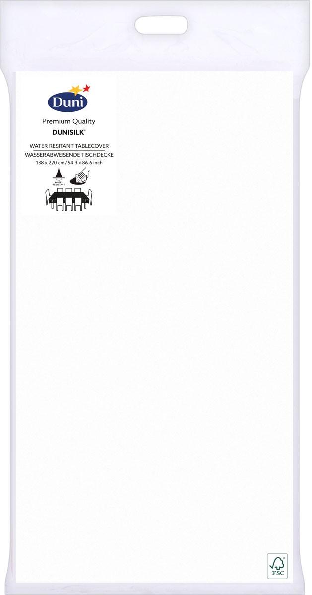 White Dunisilk® Tablecover 138cm x 220cm Packaged