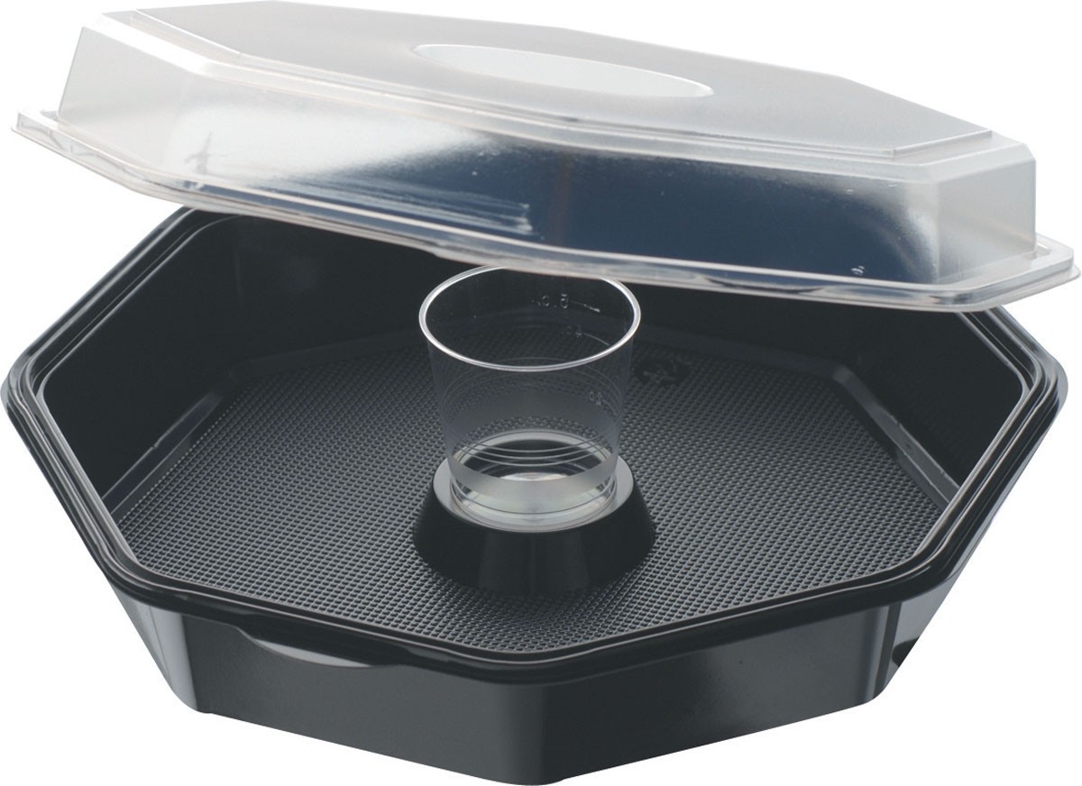 Duni Octaview® 950/90ml 190x190x70mm With Glass Black