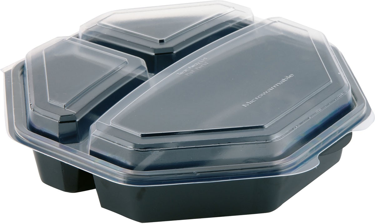 Duni Octaview® MW 3-Comp 650/220/220ml 230x230x60mm Black
