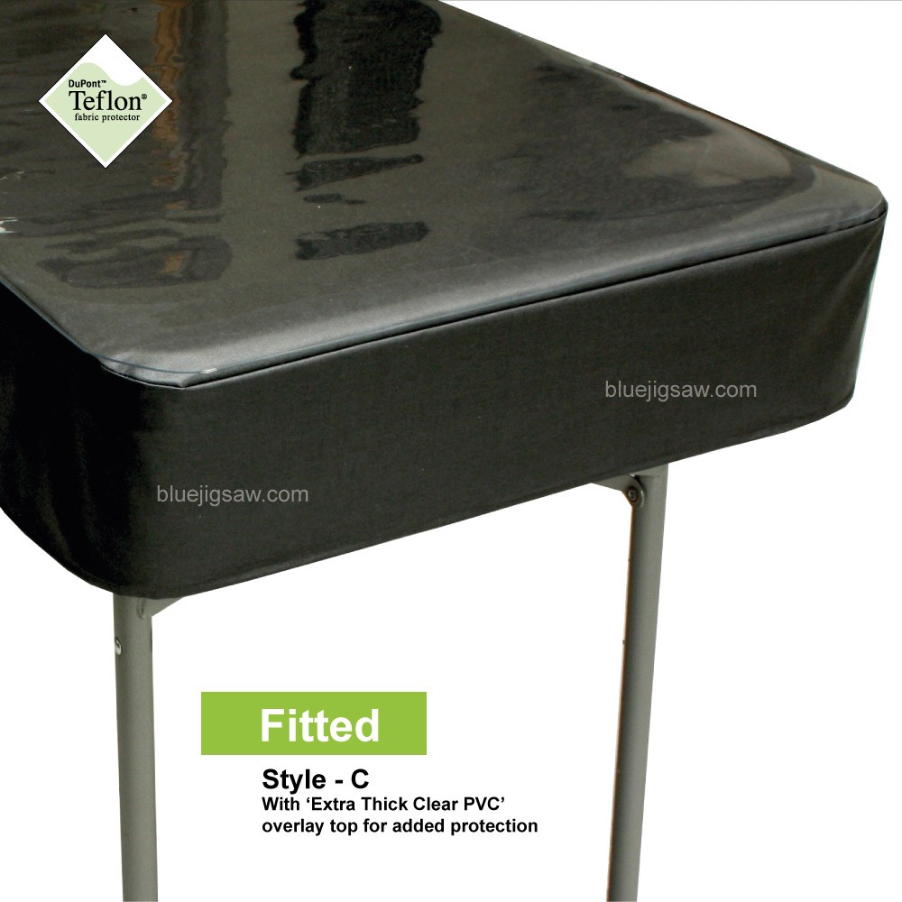 Acrylic Coated Fitted Tablecloth, Symphony Plain Black