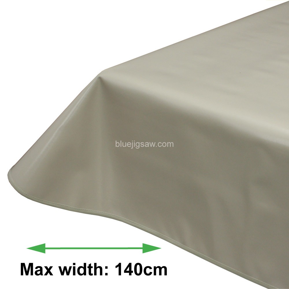 Plain Latte Vinyl PVC Tablecloth With Bias Binding