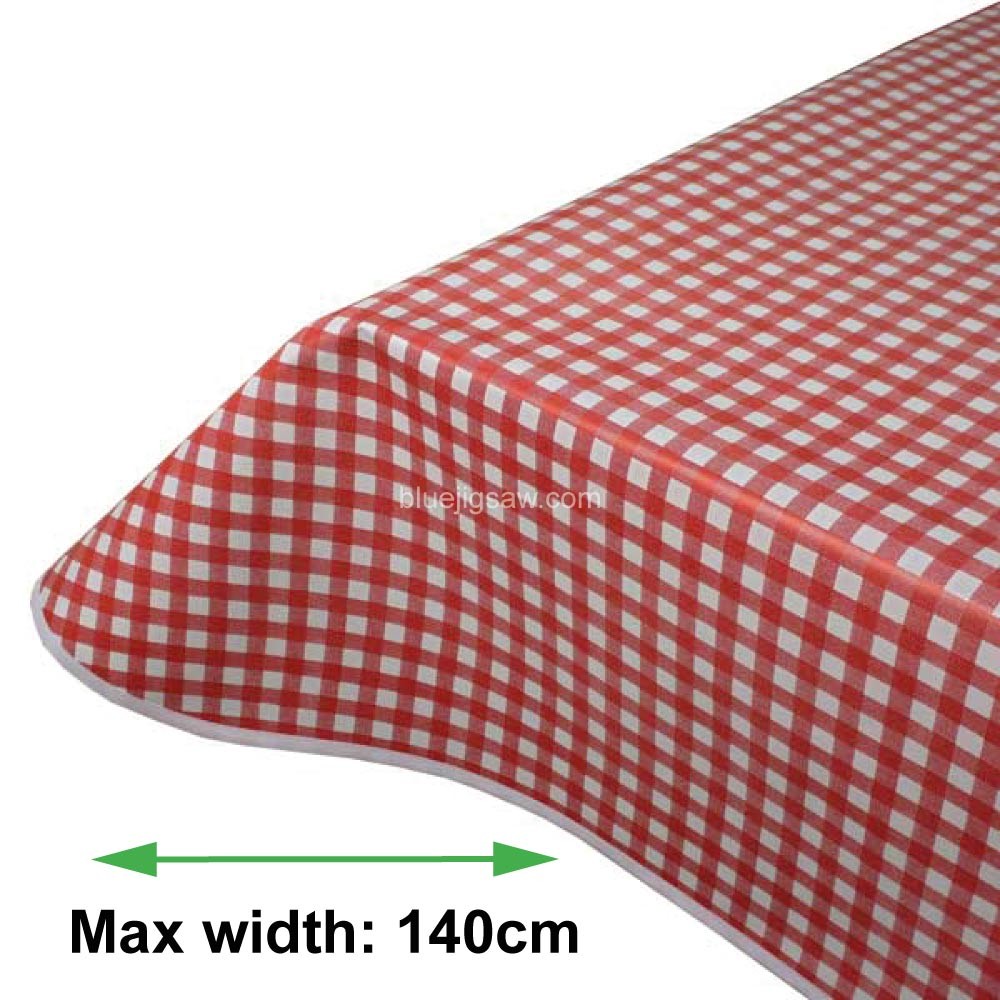 Red Gingham Vinyl PVC Tablecloth