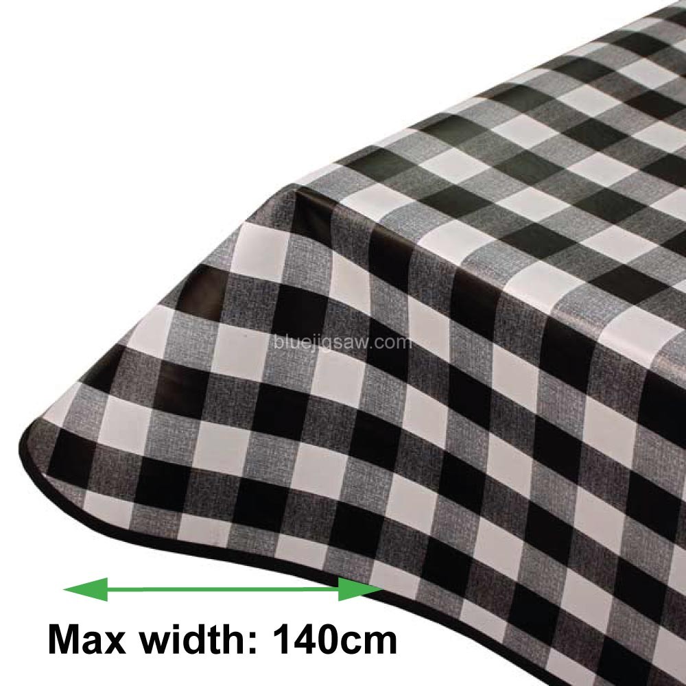 Black Gingham Vinyl PVC Tablecloth