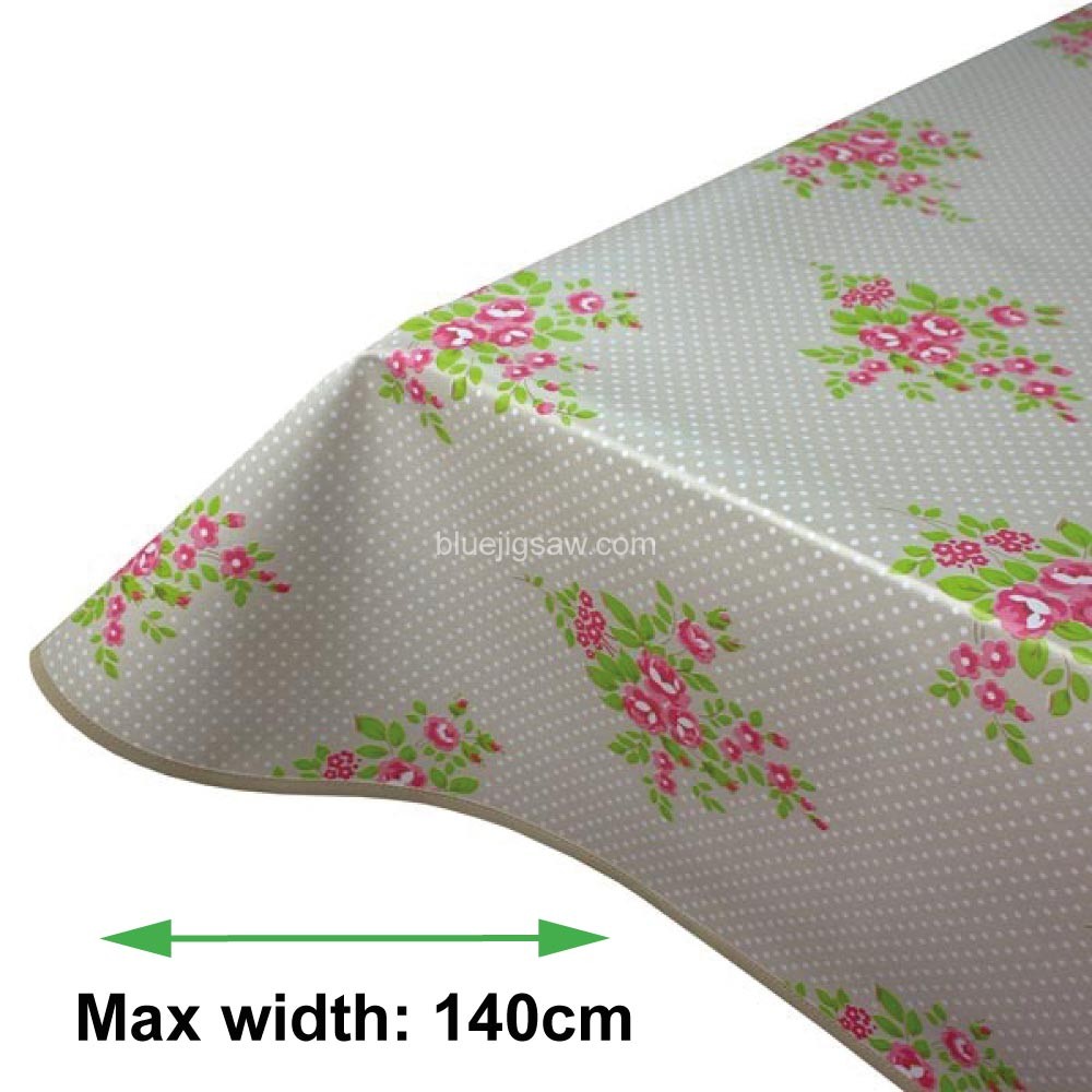 Polka Floral Vinyl PVC Tablecloth
