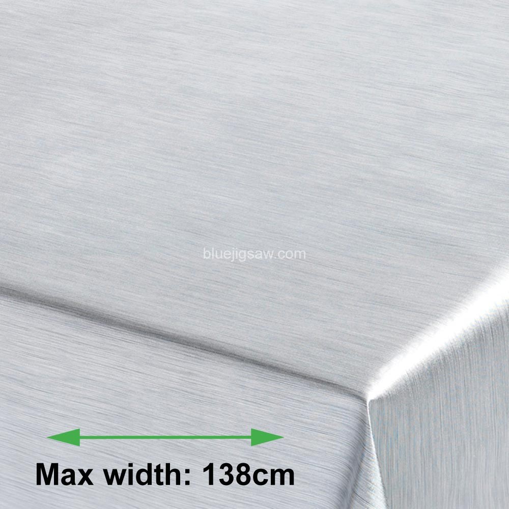 Metallic Silver Textured Vinyl PVC Tablecloth